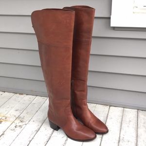 Frye Clara OTK Over Knee Tall Boots Cognac Leather